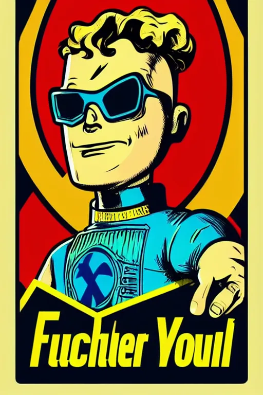 Image similar to fallout 7 6 retro futurist illustration art by butcher billy, sticker, colorful, illustration, highly detailed, simple, smooth and clean vector curves, no jagged lines, vector art, smooth andy warhol style