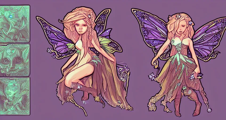 Image similar to a fairy, d & d, fantasy, intricate sticker illustration, artstation