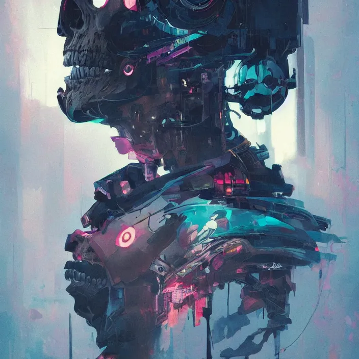 Prompt: a beautiful painting of a cyberpunk skull by sergey kolesov and pascal blanche and ruan jia and malika favre, in style of noir illustration. colorful comic, symmetry, sci fi, hyper detailed. octanev render. trending on artstation