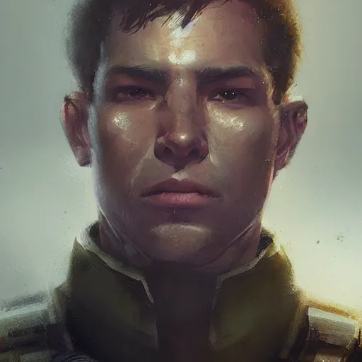 Image similar to portrait of a man by greg rutkowski, a soldier of the galactic alliance, wearing a olive gren and black tactical gear, star wars expanded universe, highly detailed portrait, digital painting, artstation, concept art, smooth, sharp foccus ilustration, artstation hq