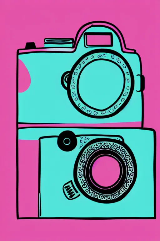 Prompt: minimalist boho style art of a colorful camera, illustration, vector art
