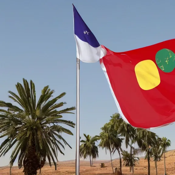 Prompt: the new flag of the country chad being flown, modern, striking, featuring national symbols