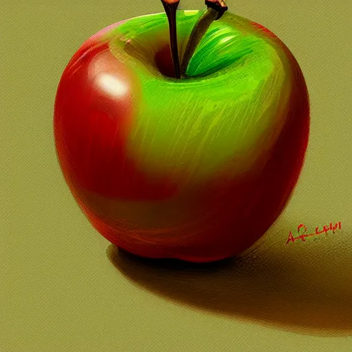 Image similar to delicious apple, fresh, water droplets, green, intricate, highly detailed, digital painting, artstation, concept art