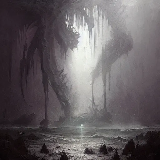 Image similar to a beautiful terrifying monster of water and mist. ethereal horror fantasy art by greg rutkowski