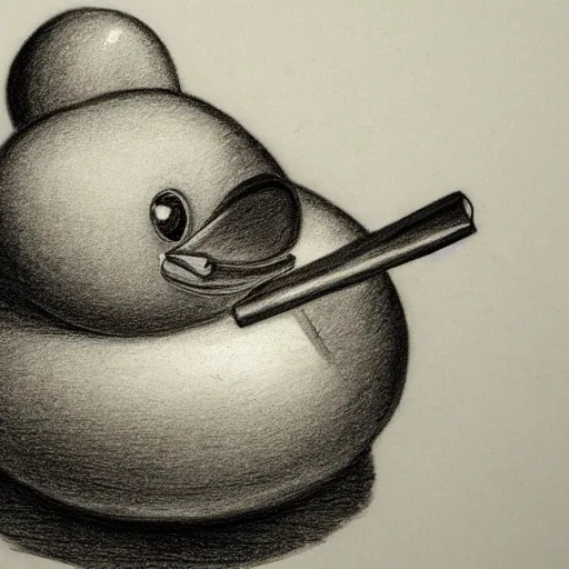 Image similar to pencil drawing of a rubber ducky in the style of Jean-Auguste-Dominique Ingres, very detailed