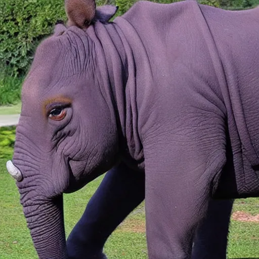 Prompt: big sir is a monster hybrid of a donkey, hippo, elephant, and a little bit shrek, dark purple colored skin