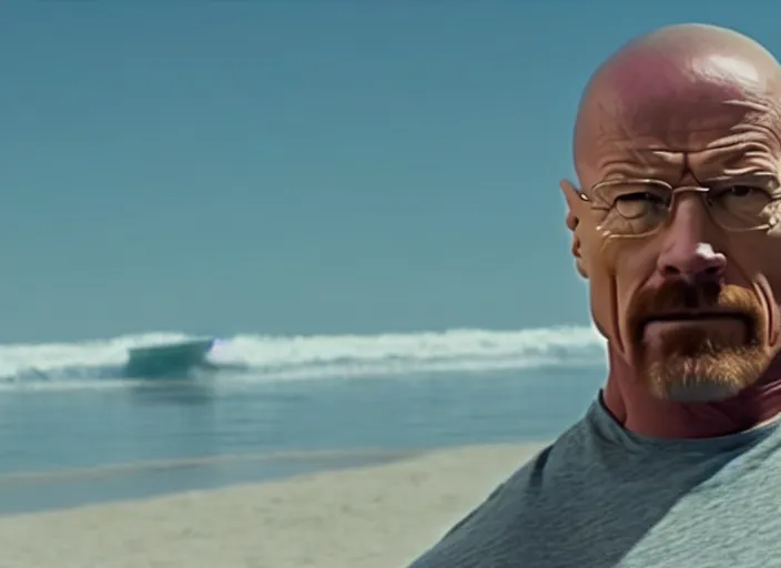 Image similar to film still of walter white as dwayne johnson in baywatch movie 2 0 1 7, 8 k