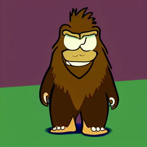 Image similar to bigfoot holding a large pickle. in the animation style of loony too s