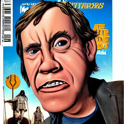 Prompt: mad magazine cover photo portrait caricature luke skywalker