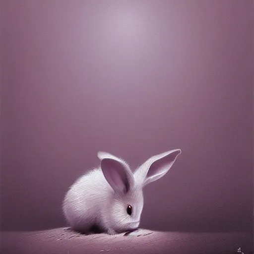 Image similar to adorable baby rabbit pixar character by zdzislaw beksinski, by tiffany bozic, cold hue's, warm tone gradient background, concept art, beautiful composition, digital painting