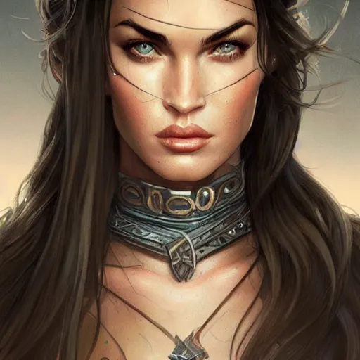 Image similar to megan fox, d & d, fantasy, portrait, highly detailed, digital painting, trending on artstation, concept art, sharp focus, illustration, art by artgerm and greg rutkowski and magali villeneuve