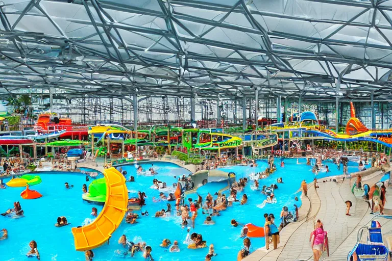 Prompt: airport inside the waterpark