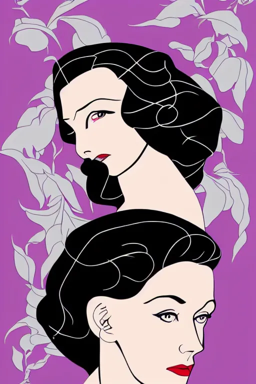 Image similar to beautiful digital illustration of Vivien Leigh by Patrick Nagel artist