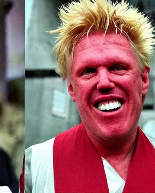 Image similar to strawberry merged with gary busey