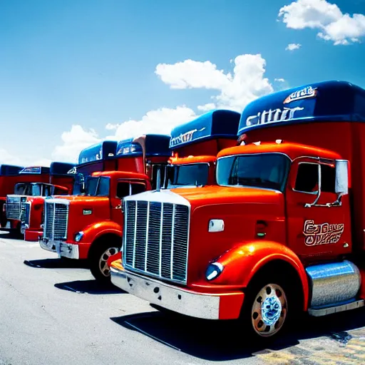 Prompt: trucks eating at a truck stop restaurant, photography, diner, food,