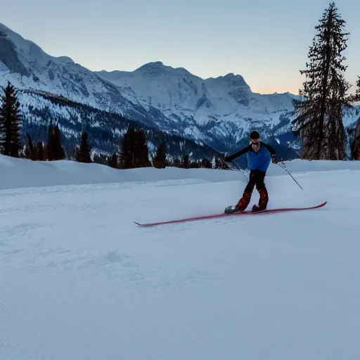 Prompt: photo of ice - cream with a guy skiing on it