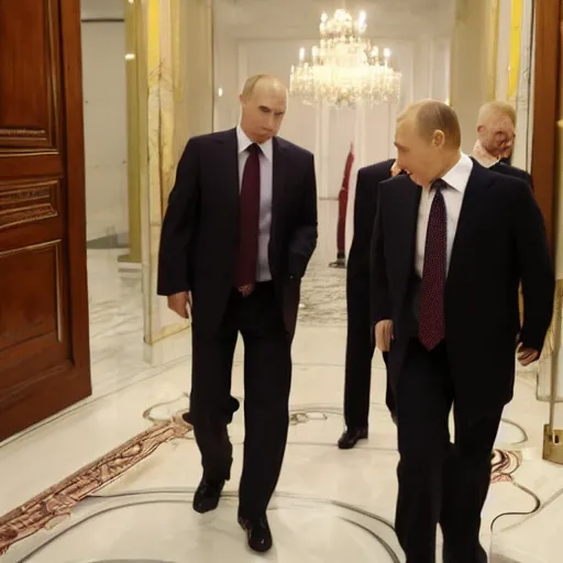 Prompt: putin goung to the bathroom