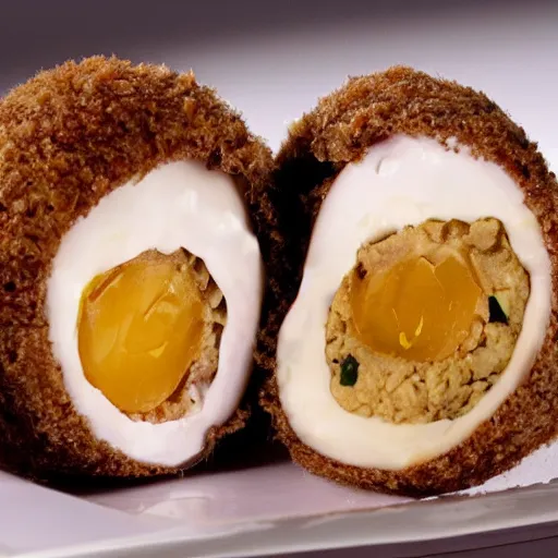 Prompt: scotch egg, but the inside is bitterball