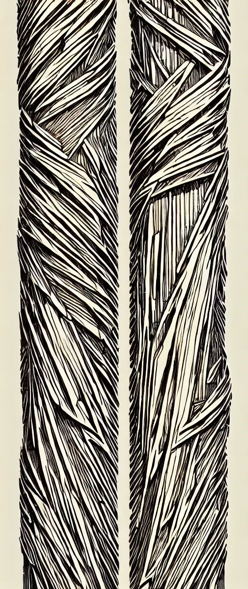 Image similar to a double helix wood carved pillar, high details, lineart, by vincent di fate, inking, etching, screen print, masterpiece, trending on artstation, sharp, high contrast, hyper - detailed,, hd, 4 k, 8 k