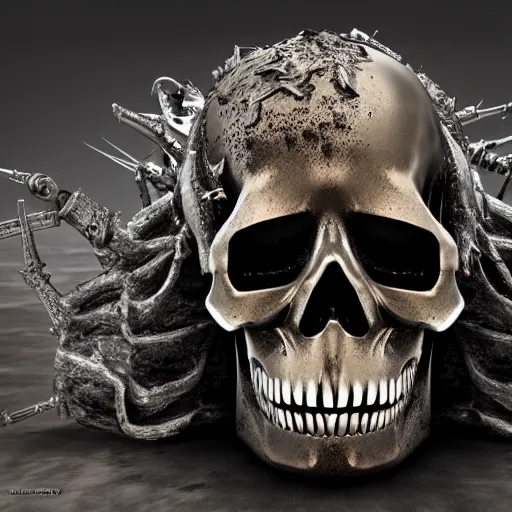 Prompt: heavy metal skull, hyper realism, 4 k
