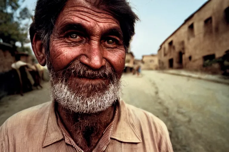 Prompt: closeup portrait of the big friendly giant in a village street, natural light, sharp, detailed face, magazine, press, photo, steve mccurry, david lazar, canon, nikon, focus