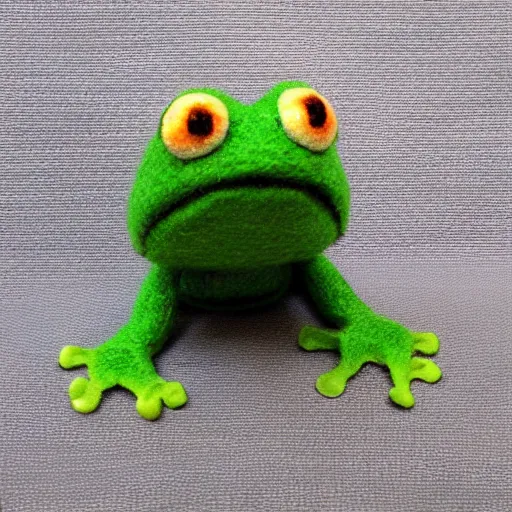 Prompt: frog sock puppet, kawai, wool, photorealistic, very detailed, 4 k