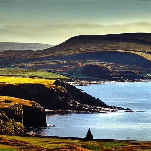 Image similar to landscape of donegal ireland, by giorgia o'keeffe