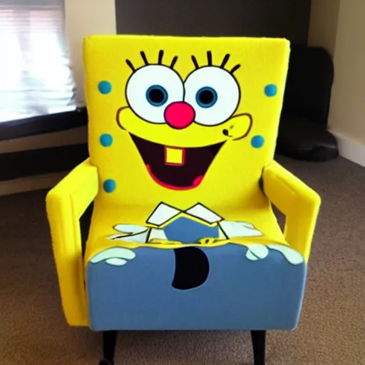 Prompt: spongebob in the shape of a comfy chair