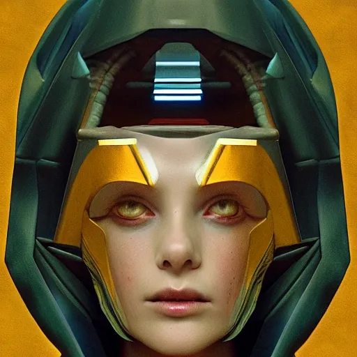 Prompt: symmetry, headpiece, portrait of an extraterrestrial creature, renaissance style, star wars character, volumetric lights, sci - fi, blade runner, trending on artstation, sharp focus, studio photo, intricate details, highly detailed, by greg rutkowski