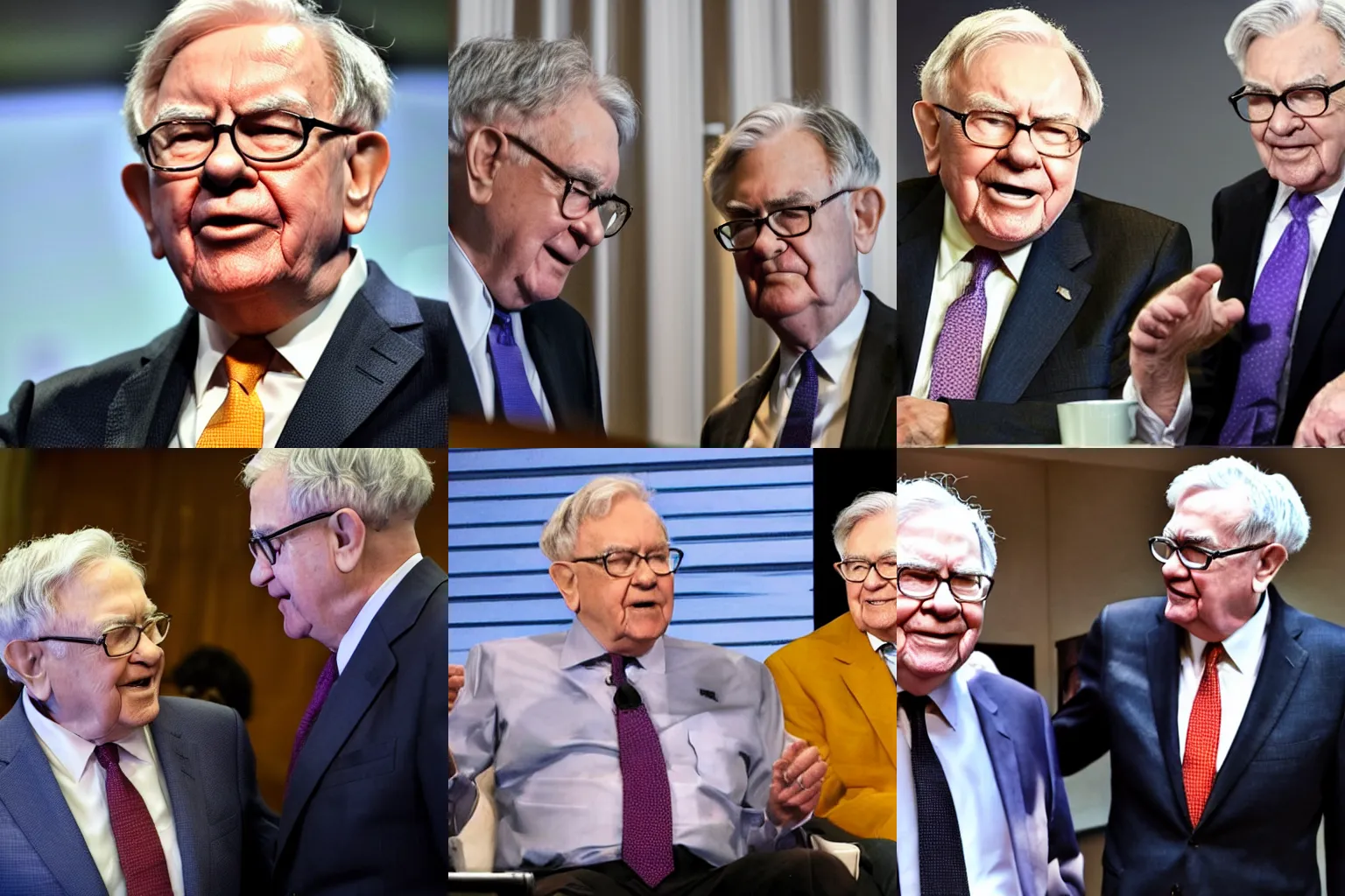 Prompt: warren buffet fighting jerome powell