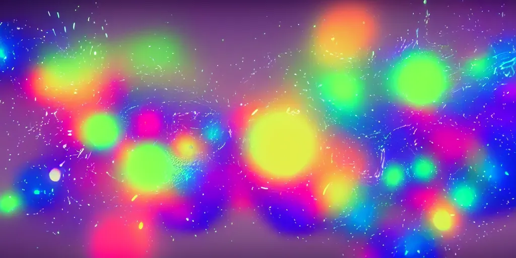 Image similar to particle simulation, magical, 3 d, bright colors, houdini simulation, redshift render