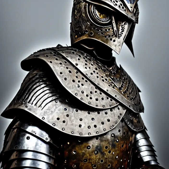 Prompt: photo of a warrior with metal owl themed armour, highly detailed, 4 k, hdr, smooth, sharp focus, high resolution, award - winning photo