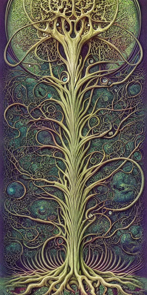 Image similar to tree of life by roger dean and andrew ferez, art forms of nature by ernst haeckel, divine chaos engine, symbolist, visionary, art nouveau, botanical fractal structures, organic, detailed, realistic, surreality