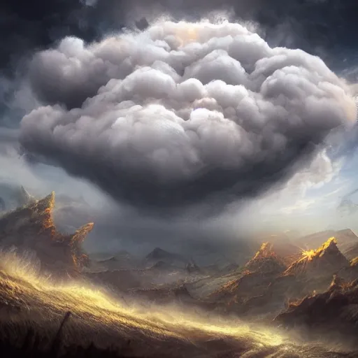 Image similar to monster clouds, 4k, post-processing, very very detailed, artstation, cute