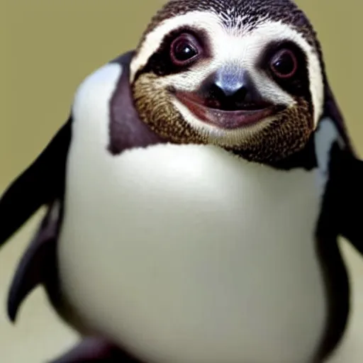 Image similar to a sloth penguin hybrid, a cross between a sloth and a penguin