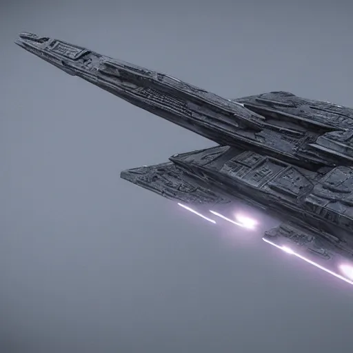 Image similar to an imperial star destroyer from star wars, cinematic, Unreal Engine