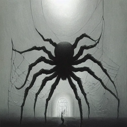 Image similar to spider home dark place by zdzisław beksiński