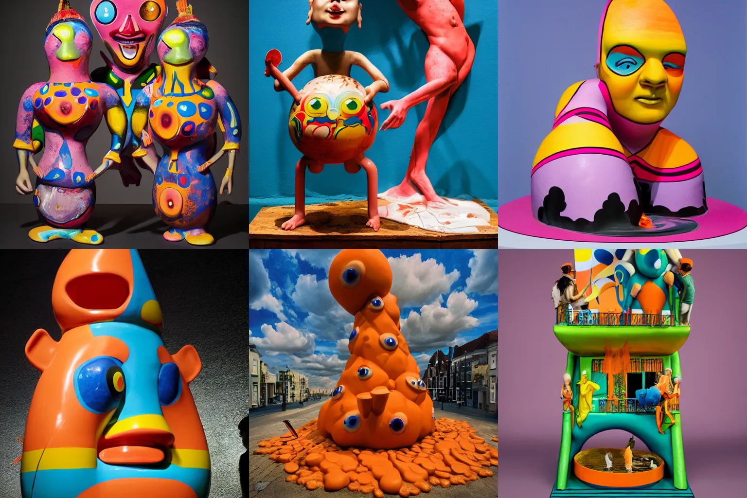 Prompt: netherland painted ceramic sculpture, pictoplasma, by david lachapelle