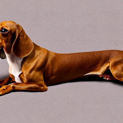 Prompt: realistic photo of a extra long dachshund dog