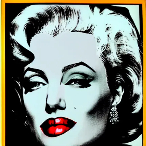 Prompt: an amazing award winning photo of angelina jolie as marilyn monroe by andy warhol