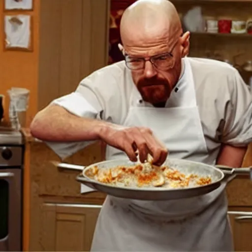 Prompt: walter white cooking chicken realstic