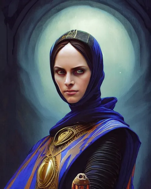 Prompt: portrait of saint alia atreides of the knife, fully royal blue eye sockets eye, dune, science fiction, frank herbert, intricate, elegant, highly detailed, digital painting, artstation, concept art, sharp focus, illustration, art by artgerm and greg rutkowski and alphonse mucha