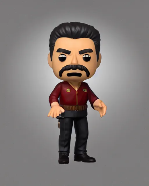 Prompt: full body 3d render of joseph stalin as a funko pop, studio lighting, white background, blender, trending on artstation, 8k, highly detailed