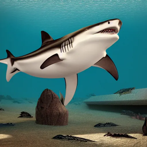 Image similar to prehistoric bones shark, 8 k, sharp focus, high details