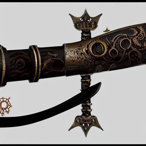 Image similar to evil magic steampunk sword concept art, trending on artstation 4k