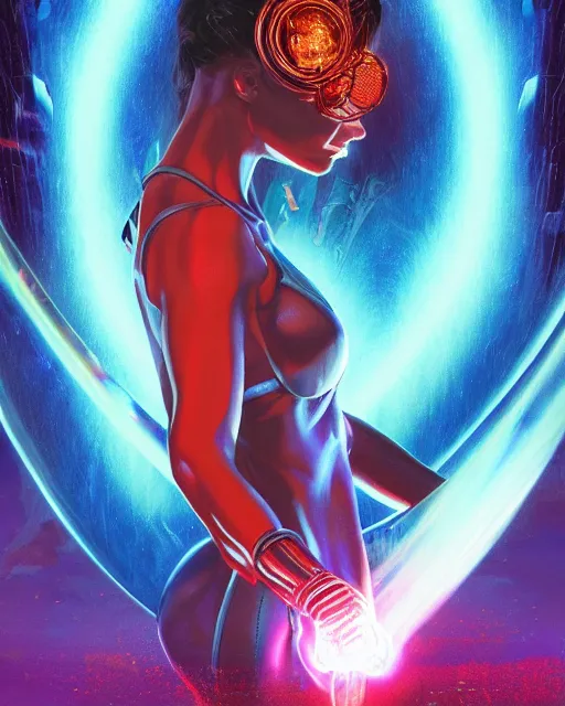 Prompt: a powerful energy psychedelic matrix elektra woman, by alexander fedosav, hyper detailed digital matte painting, concept art, hyperrealism, 1 6 k resolution, cinema 4 d, 8 k resolution, trending on artstation, behance hd, a masterpiece, by stephan martiniere, particles, cel - shaded, power bright neon energy, by david a. hardy,