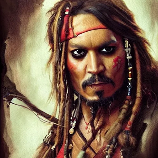 Prompt: UHD photorealistic Jack Sparrow in Wonderland by Greg Rutkowski