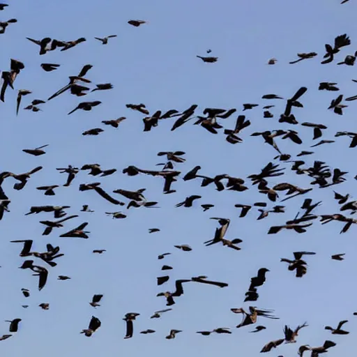 Prompt: photo of crows flying above the accident, people say that they are the incarnation of the spirit who died