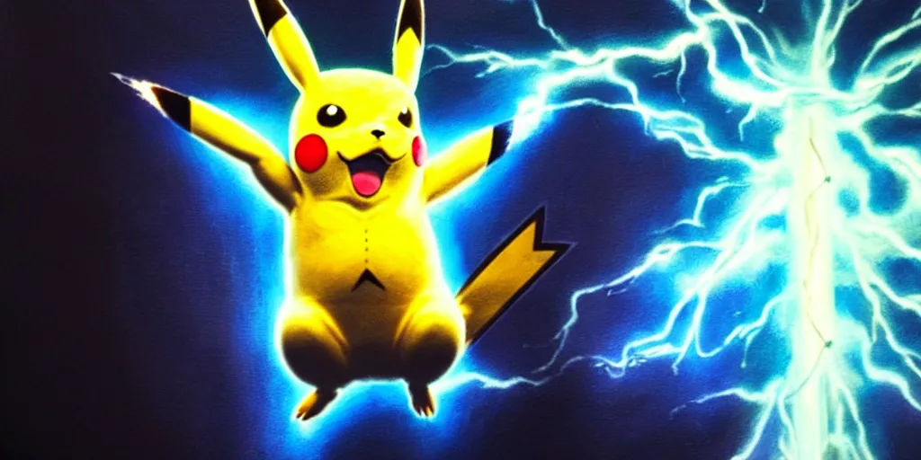 Image similar to hyperrealistic mixed media painting of Pikachu electrocuting a neo nazi, stunning 3d render inspired art by P. Craig Russell and Barry Windsor-Smith + dim volumetric lighting, dizzy, full body, 8k octane beautifully detailed render, post-processing, extremely hyperdetailed, intricate, epic composition, grim yet sparkling atmosphere, cinematic lighting + masterpiece, trending on artstation, very very detailed, masterpiece, stunning