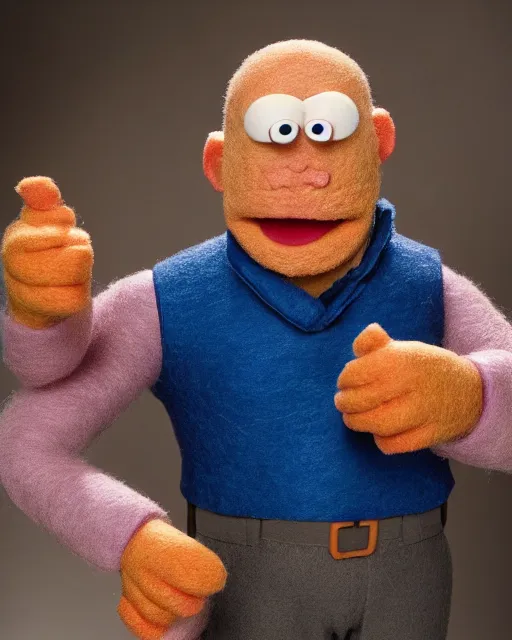 Image similar to hank schrader as a muppet. highly detailed felt. hyper real photo. 4 k.